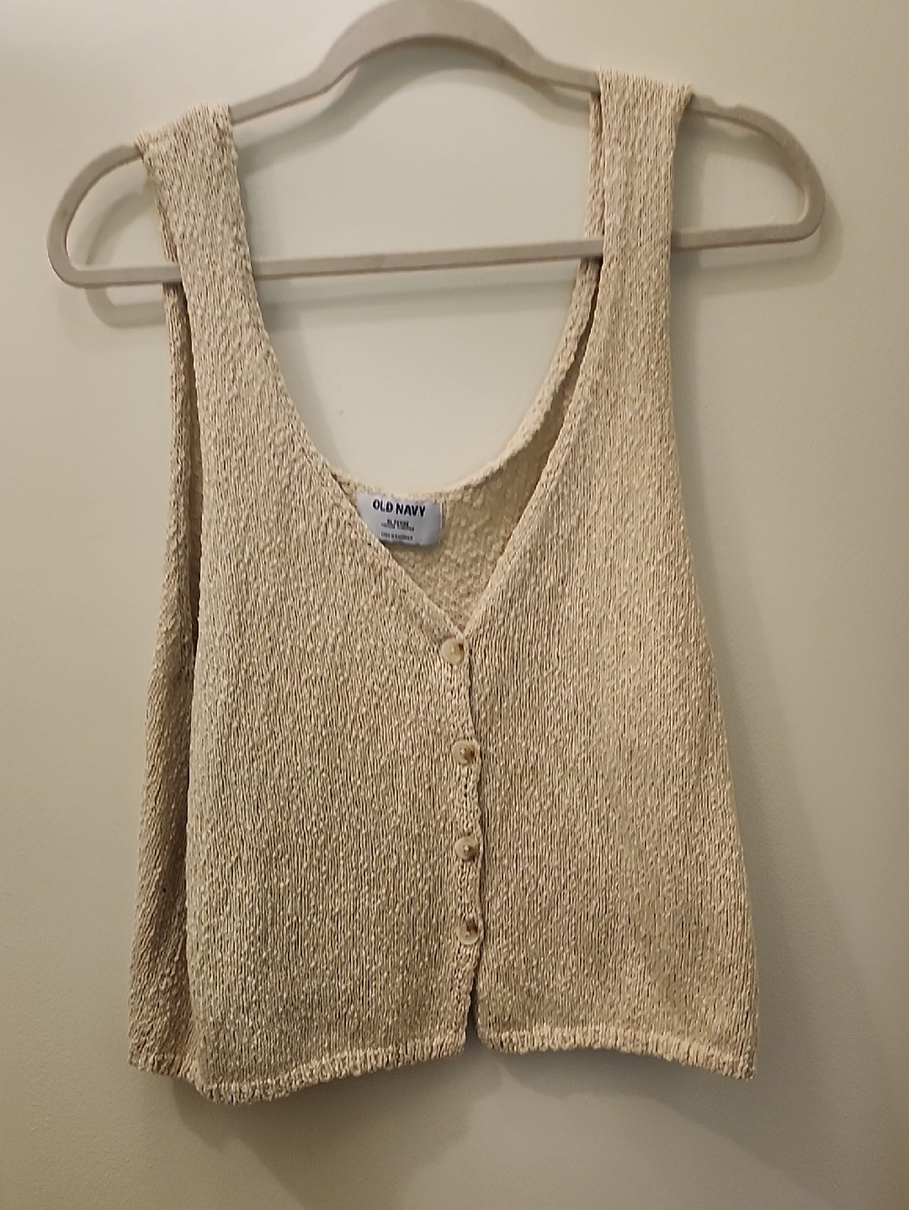 Old Navy Cream Knit Button-Front Tank